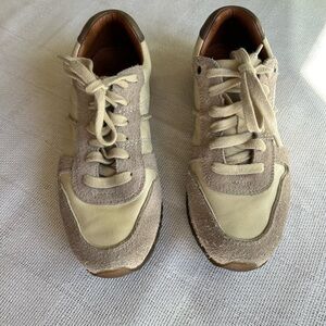 Frye Tennis Shoes. Cream Suede & Leather. Size 7.5. Like new. Slightly narrow.